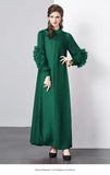 Folds Solid-Colored Dress Women's Niche Light-Cooked Three-Dimensional Flowers Loose Thin-Skinny Long