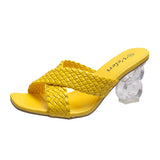 And High-Heery Slippers Women Font Cross-Woven With Women Cool Drag Women