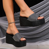 Zingj Slippers Female 2024 Summer New Thick Bottom Sequins Net Red Fashion Casual One Word