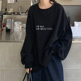 Zingj New Autumn Korean Version Of Hong Kong Style Simple Letter Student Jacket Loose Thin Long-Sleeved Hoodie Women's