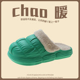 Fur Couple Cotton Slippers Women Wear Detachable Warm Waterproof And Velvet Indoors