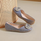 Water Drill Shallow Mouth Single Shoes Women's Head Flat-Soled Single Shoes Women's Spring New Folds Comfortable Soft Bean Bean