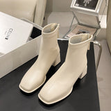 Boots Women's High-End Boots Spring And Autumn New Martin Boots Coarse And Korean Version Of Thin Boots After Zipper Single