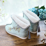 Zingj Boots Positioning Cut Brocade Tassel Clip Cotton And Velvet Women's Cotton Shoes Cloth Shoes Hanfu Shoes Cheongsam Short