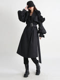 Zingj Street Wind Long Coat Tide 2024 Spring Lapel Long Sleeve Wooden Ear Decorative Splicing Lace