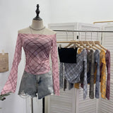 Shooting Two Sets Of Sexy Shoulder Single-Layer Thin Mesh Yarn Short T-Shirt + Inner Brat With Chest Pads To Wipe The Chest Vest