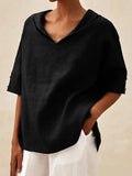 Summer New Women's Solid Cotton Loose Top T-Shirt Short