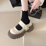 Jane Women's Shoes Spring And Autumn High-End Feel Magic Sticker Lefu Shoes Small Leather Shoes New Chinese Embroidery National Style Thick Sole Single