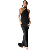 Zingj New Summer Women's Dress Sexy Back Hanging Neck Bag Hip Slim Evening Dress Dress