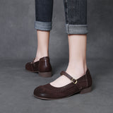 Kraft Retro Flat And Mary Jane Single Shoes Four Seasons Of Spring And Autumn New Soft-Soled Soft-Sided Casual Women's