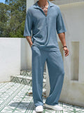 New Commuting Suit Casual Shirt Solid Color Short-Sleeved Trousers Men's Two Casual