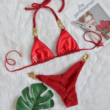 Zingj New Bikini, Gold Diamond Chain Split Swimsuit, Sexy Special Fabric Women's