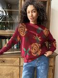 2025 New Round-Neck Sweater Flower Weaving Loose Soft Knitted T-Shirt Women's