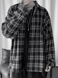 Men's Long Sleeve Checkered Button Shirt- Outfit