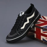 The Autumn Of 2025, The New Men's Shoes Flat-Soled Lace-Paneled Shoes Korean Version Of The Trend Of Casual Canvas Shoes Fashion And Comfortable Canvas