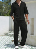 New Commuting Suit Casual Shirt Solid Color Short-Sleeved Trousers Men's Two Casual