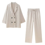 Explosion Women's Ins Wrinkled Blazer Casual Trousers