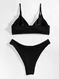 smocked V-neck bikini