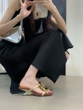 Way With Stylish Cool Slippers Wearing 2025 Summer New Square Toe And High-Heeled Sandals