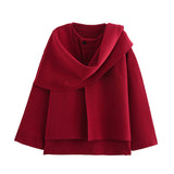 New With Asymmetric Scarf Short Loose Knit