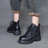 Kraft English Wind Martin Boots Women Winter New Small High-Hee Height Height Leather Boots Plus Velvet Short