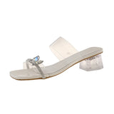 Transparent Word With Sandals Women 2025 Summer New Water Drill Leakage High Heels 100 With Skirt