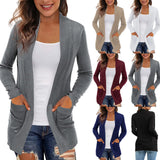 New Solid-Color Knitted Coat With Pocket Cardigan Jacket Street Trendy Sweater Fashion Top