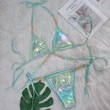 Zingj 2024 New Crystal Diamond Bikini Sexy Perm Gold Strap Female Split Swimsuit