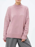 And Winter Half-High Collar Thread Sweater Solid Color Cover Loose Casual