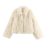 Women's ZA Autumn And Winter New White Fur Collar