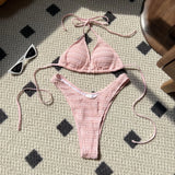 2024 New Sweet Sexy Drawstring Strap Split Swimsuit Bikini