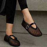 Head Fishing Grid Hollow Mary Jane Single Shoes Women Go Out 42 Large Summer New