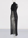 Spring 2025 New Temperament Commuting Wind Half-High Collar Plus Long Sleeveless Solid Color Knitted Sweater