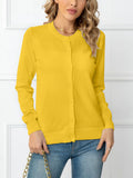 And Autumn Solid Color Round Collar Single Buckle Sweater Coat Casual Long-Sleeved Knitted Shirt