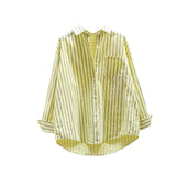 Cotton Thin Striped Shirt Women Long Sleeve Fashion Korean Casual Loose Shirt Women Wear