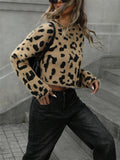 Women's Clothing 2025 Autumn And Winter New Leopard-Print Top Knitted Simple Set-Up