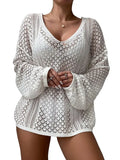 New Beach Hooded Knitted Loose Long-Sleeved Swimsuit