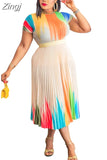 Women Spirng Summer Dress Ladies 2023 Casual Slim Office Dress Retro Elegant O-Neck High Waist Short Sleeve Party Pleated