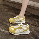 Striped Sneakers Women 2025 Autumn New Thick Sole Height Old Shoes Net Breathable Leisure Aggan