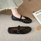 New French Hollow Ballet Shoes Flats With A Shallow Mouth Mary Jane Shoes Women's Niche Design Single