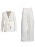 Temperament High-End Suit 2025 Autumn And Winter New Splicing Flowers Ribbon Suit High Waist Repair