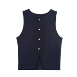 Women's Clothing Explosion Three-Color Round Collar Knitted Sleeveless Vest