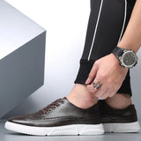 Zingj Men's Plus Size Board Shoes Fashion Trend Breathable Leather Shoes Casual Shoes Lace Up Single Shoes Korean Men's