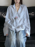 Zingj Autumn New Lazy Wind Relaxed Striped Shirt Coat Female Loose And Versatile Sunscreen Long-Sleeve