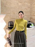 Xixi 2025 Autumn New White Standard Long Sleeve High-Neck Knitted Top Sweater Women