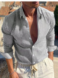 Men's Casual Striped Young Long Sleeve