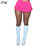 Women Summer Pleated Skirt High Waist Solid Color Mini Bottoms A-line Skirt for Party Club Black/Blue/Green/Grey/Rose