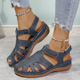 Slippers Women 2025 New Comfortable Romanesque Slope And Solid Color Large-Size Round-Head Hole Sandals