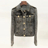 Star Fashion Lion Head Button Repair Water Denim Jacket Jacket In Autumn And Winter