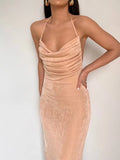 Women Cutout Backless Long Dress Sexy Sleeveless One Shoulder Cocktail Dresses Bodycon Spaghetti Strap Long Party